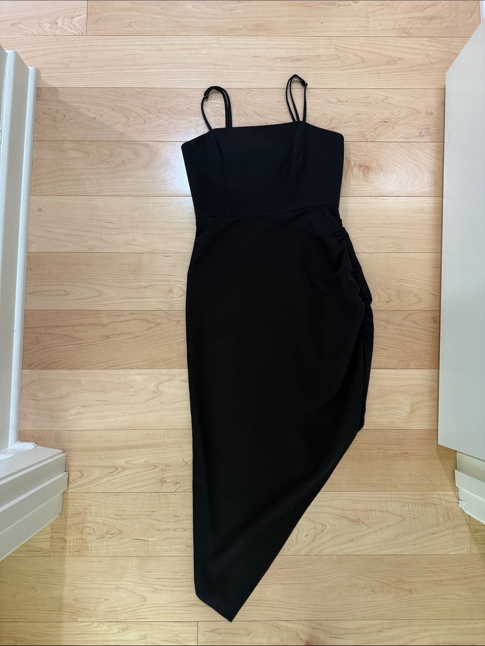 Gianni Bini Black Asymmetric Spaghetti-Strap Dress